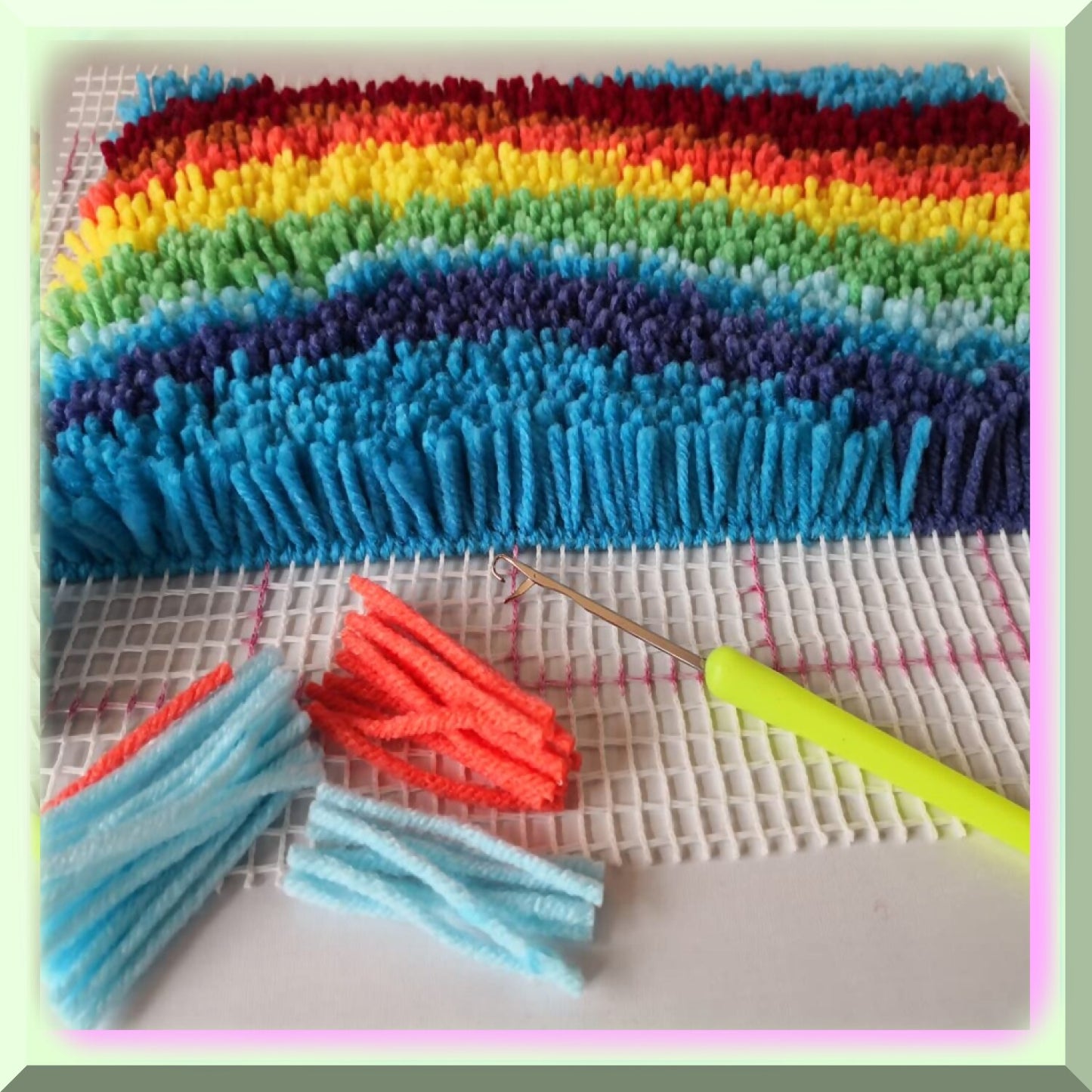 Colorful Latch Hook Kit for DIY Rugs and Cushions