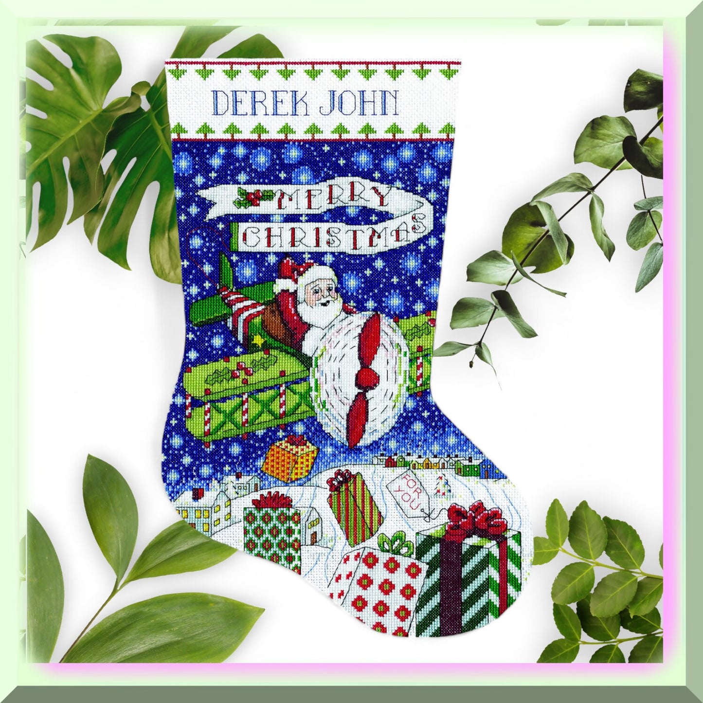 Festive Cross Stitch Stocking Kit for Holiday Crafting