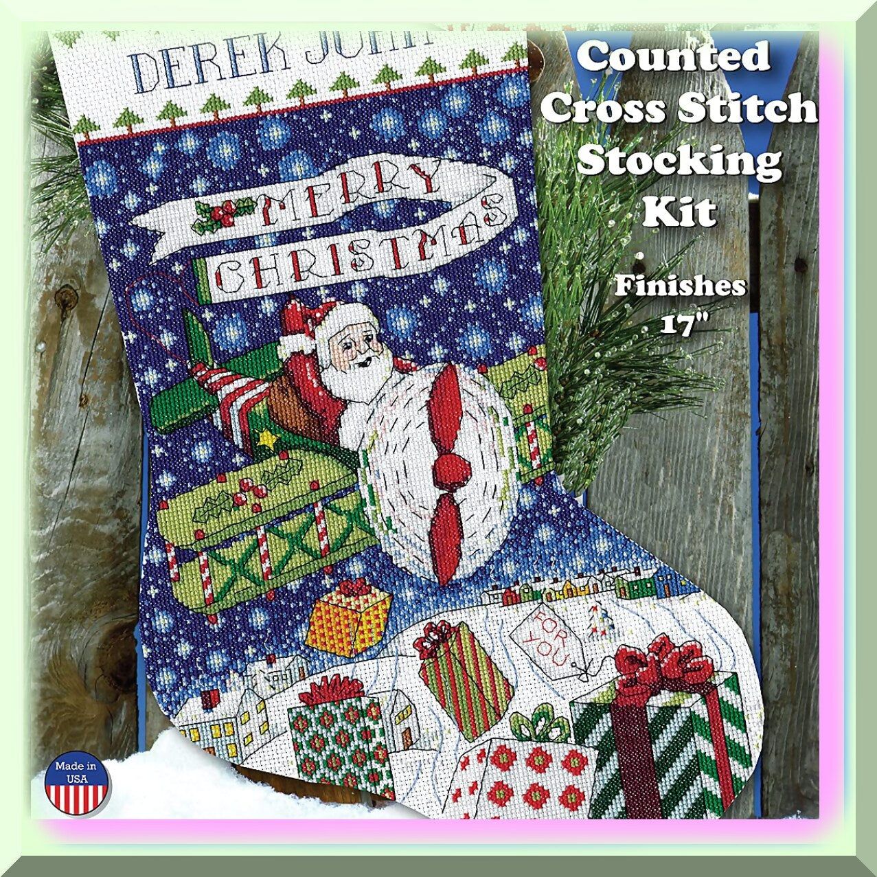 Festive Cross Stitch Stocking Kit for Holiday Crafting