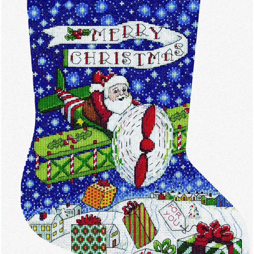 Festive Cross Stitch Stocking Kit for Holiday Crafting