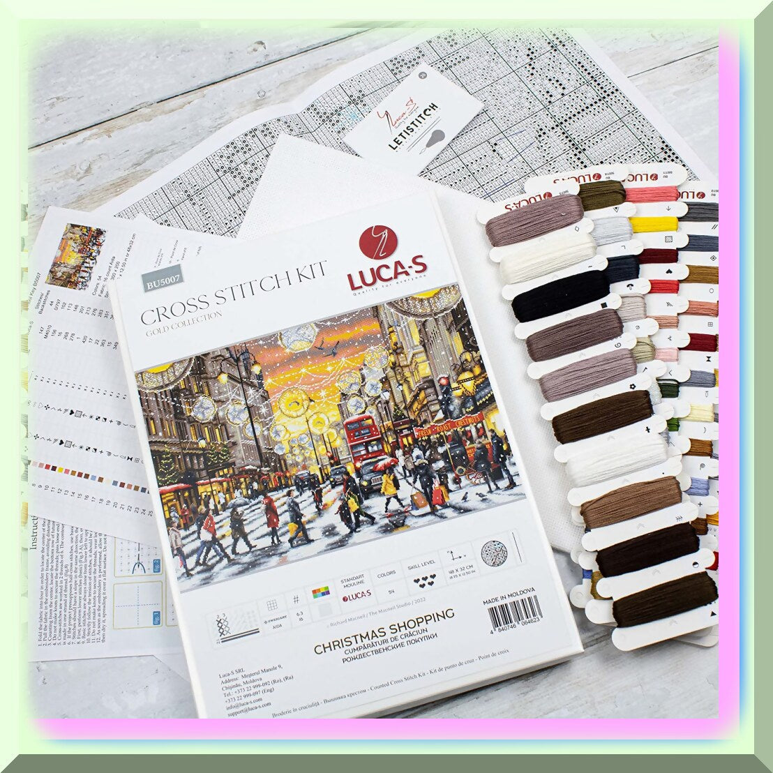 Golden Threads Cross Stitch Kit with 54 Colors and 300x200 Stitches