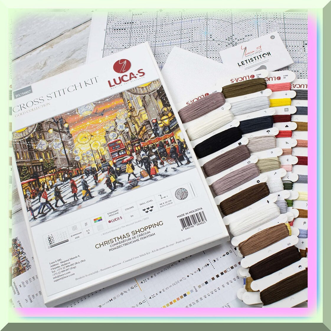 Golden Threads Cross Stitch Kit with 54 Colors and 300x200 Stitches
