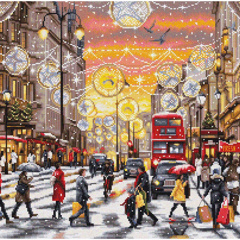 Golden Threads Cross Stitch Kit with 54 Colors and 300x200 Stitches