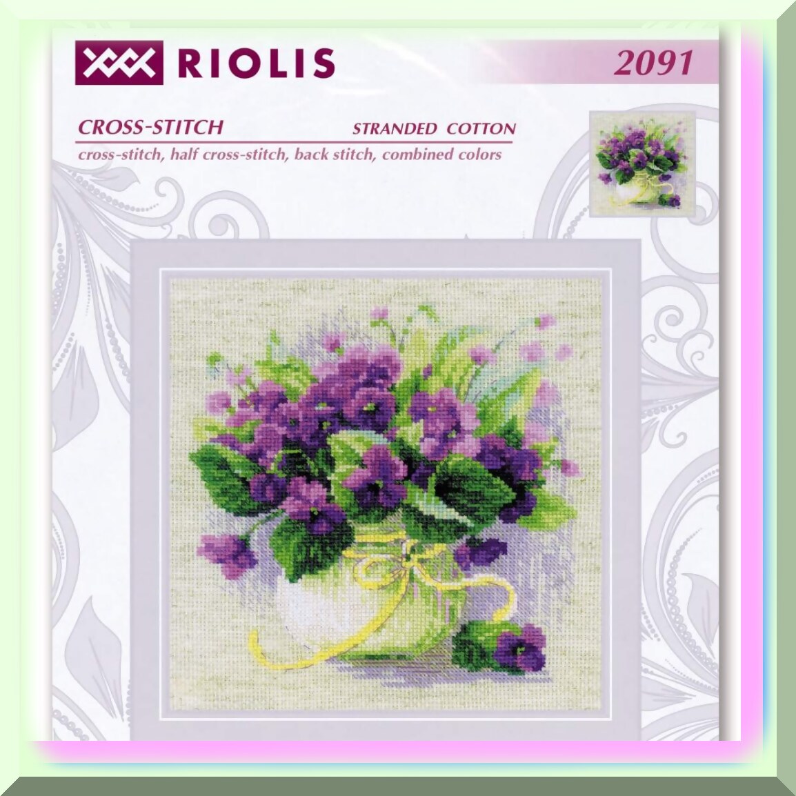 Violet Blooms Cross Stitch Kit for Creative Art Projects