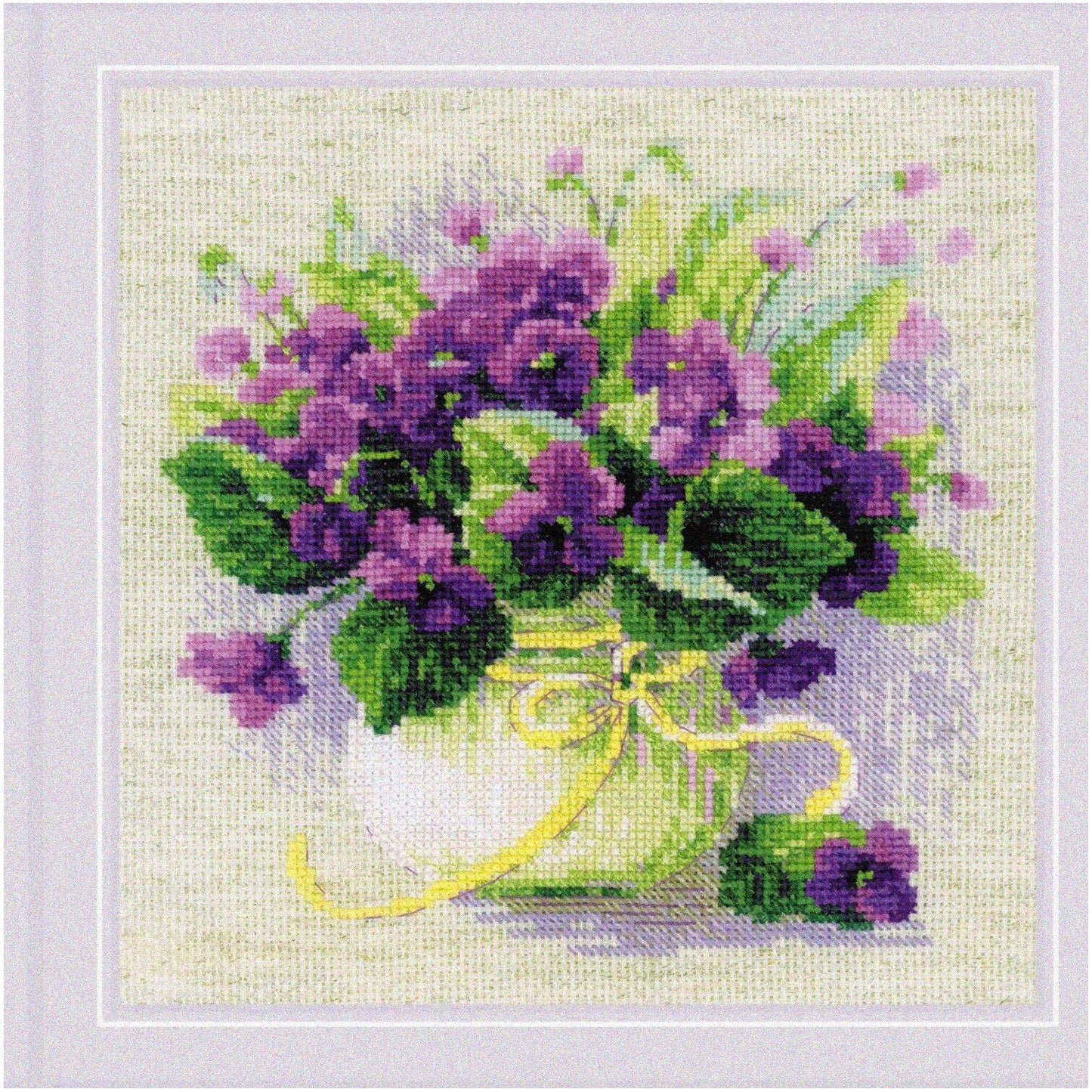Violet Blooms Cross Stitch Kit for Creative Art Projects