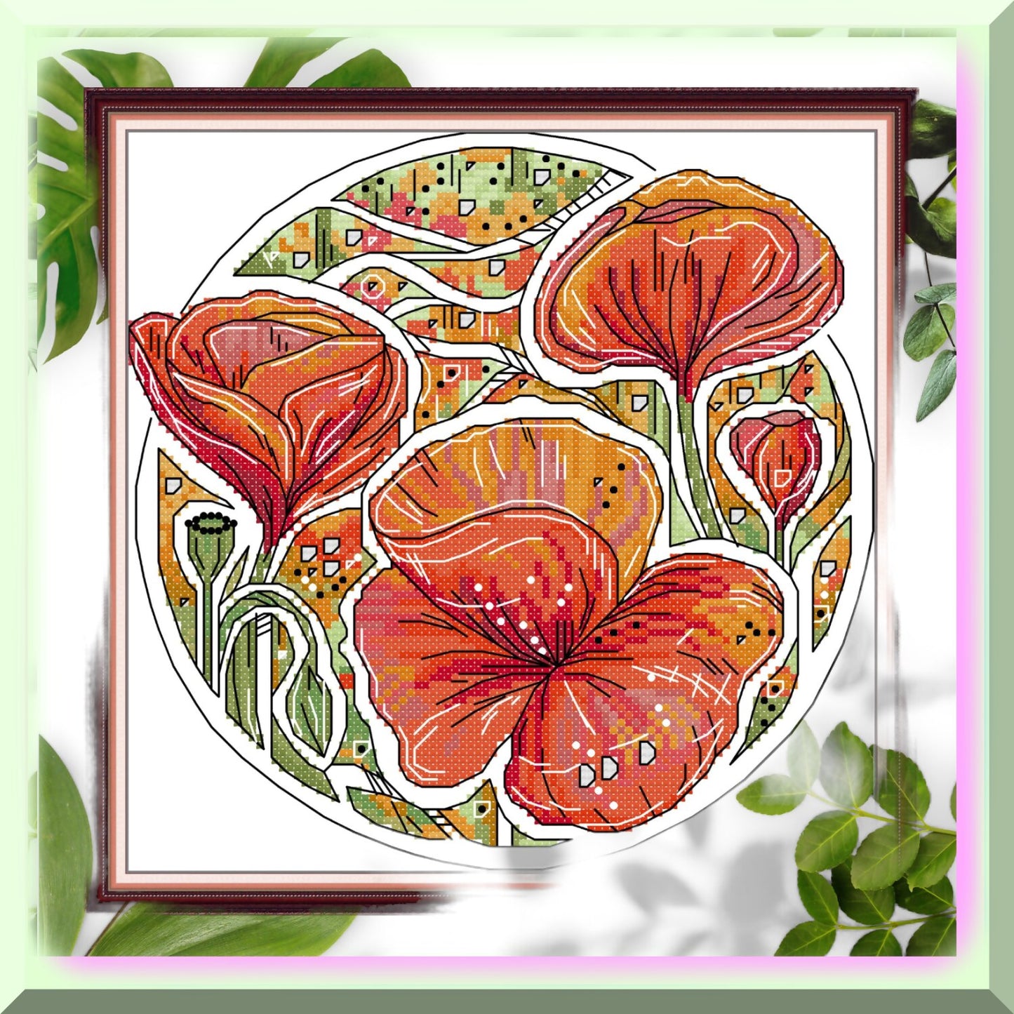 Vibrant Flower Cross Stitch Kit for Beginners