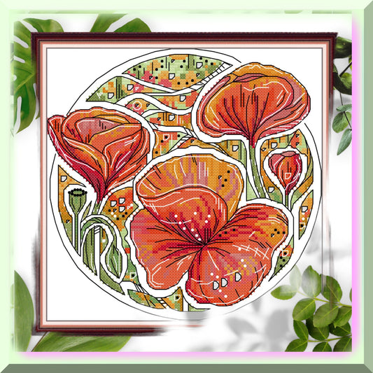 Vibrant Flower Cross Stitch Kit for Beginners