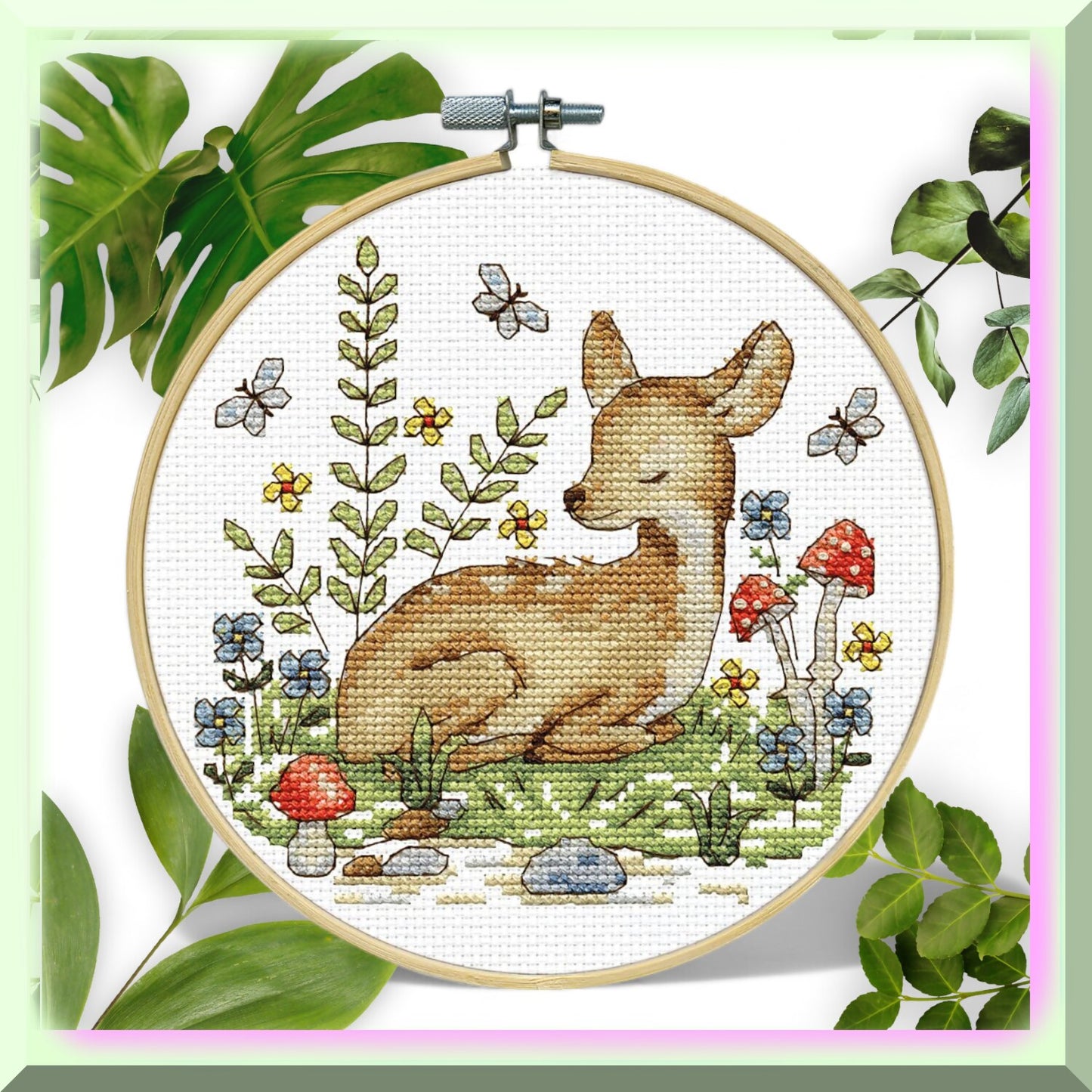 Nature Cross Stitch Kit with Deer Design