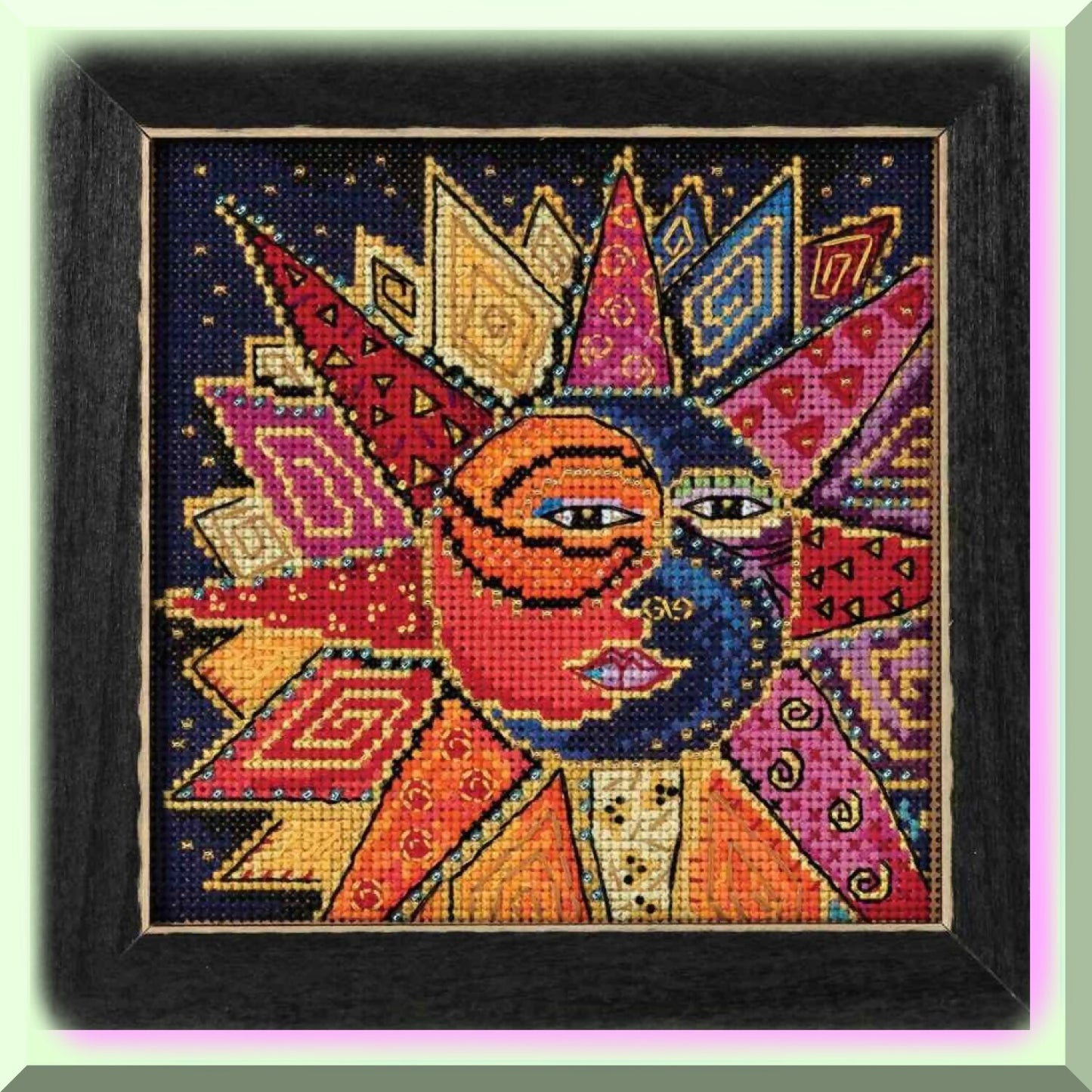 Celestial Beaded Cross Stitch Kit Sun and Moon