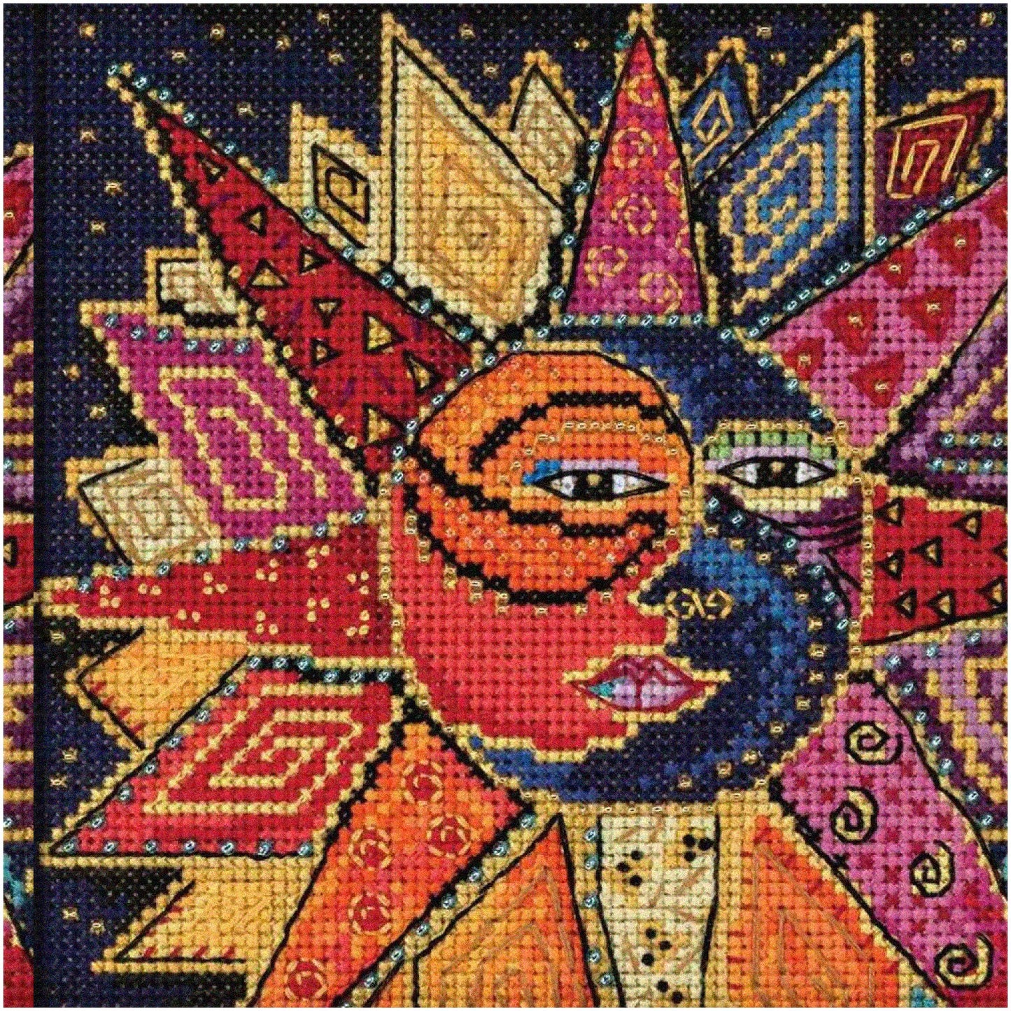 Celestial Beaded Cross Stitch Kit Sun and Moon