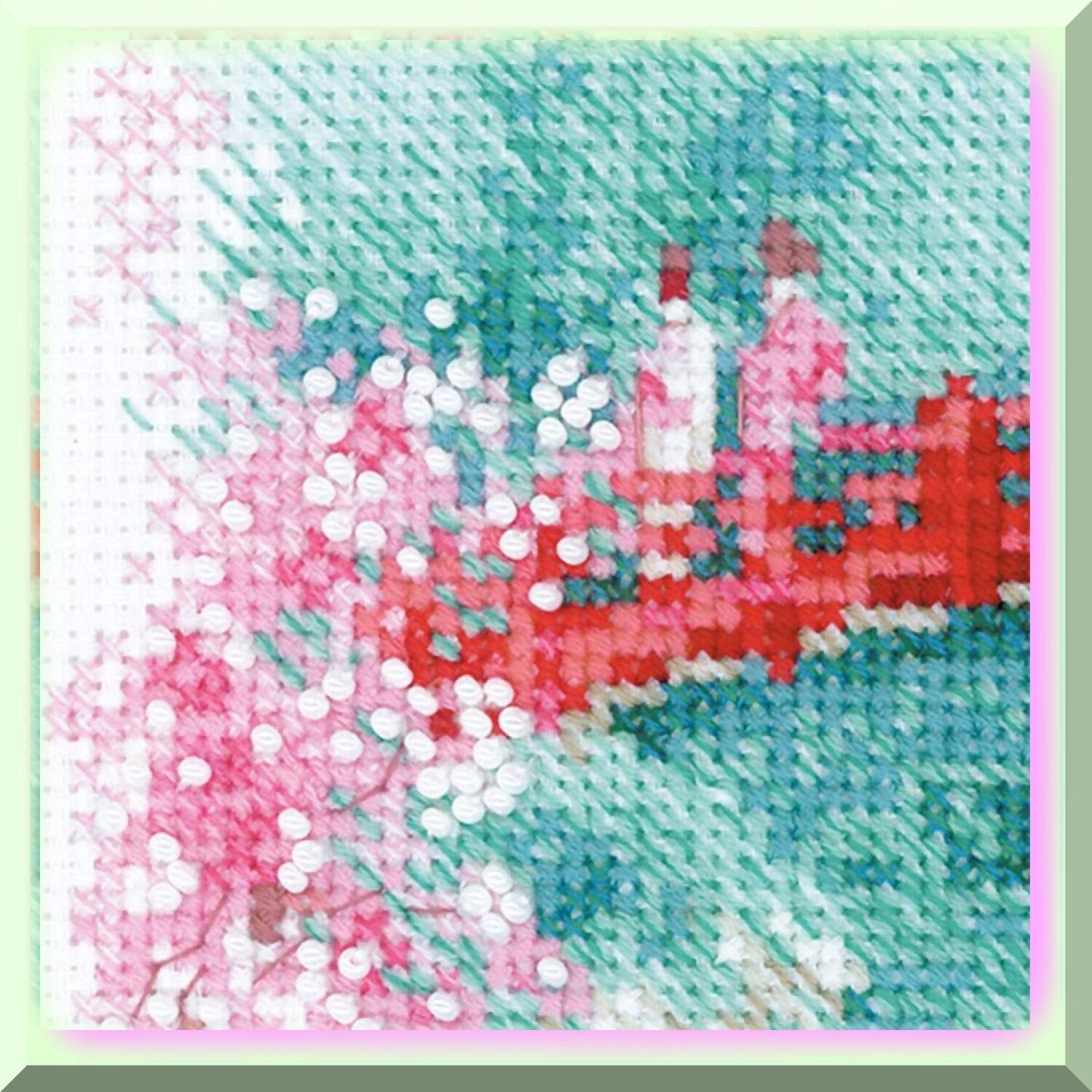 Sakura Blossom Cross Stitch Kit with 14ct Aida Fabric