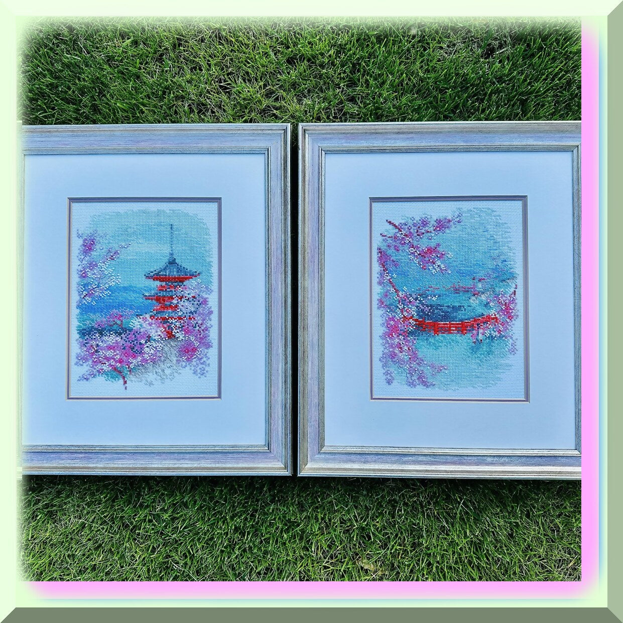Sakura Blossom Cross Stitch Kit with 14ct Aida Fabric