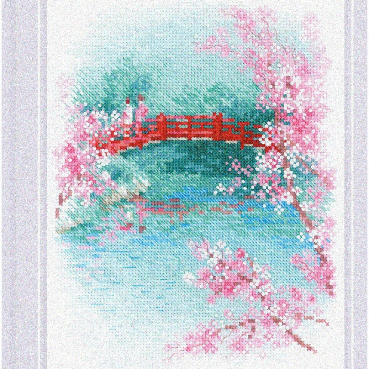Sakura Blossom Cross Stitch Kit with 14ct Aida Fabric