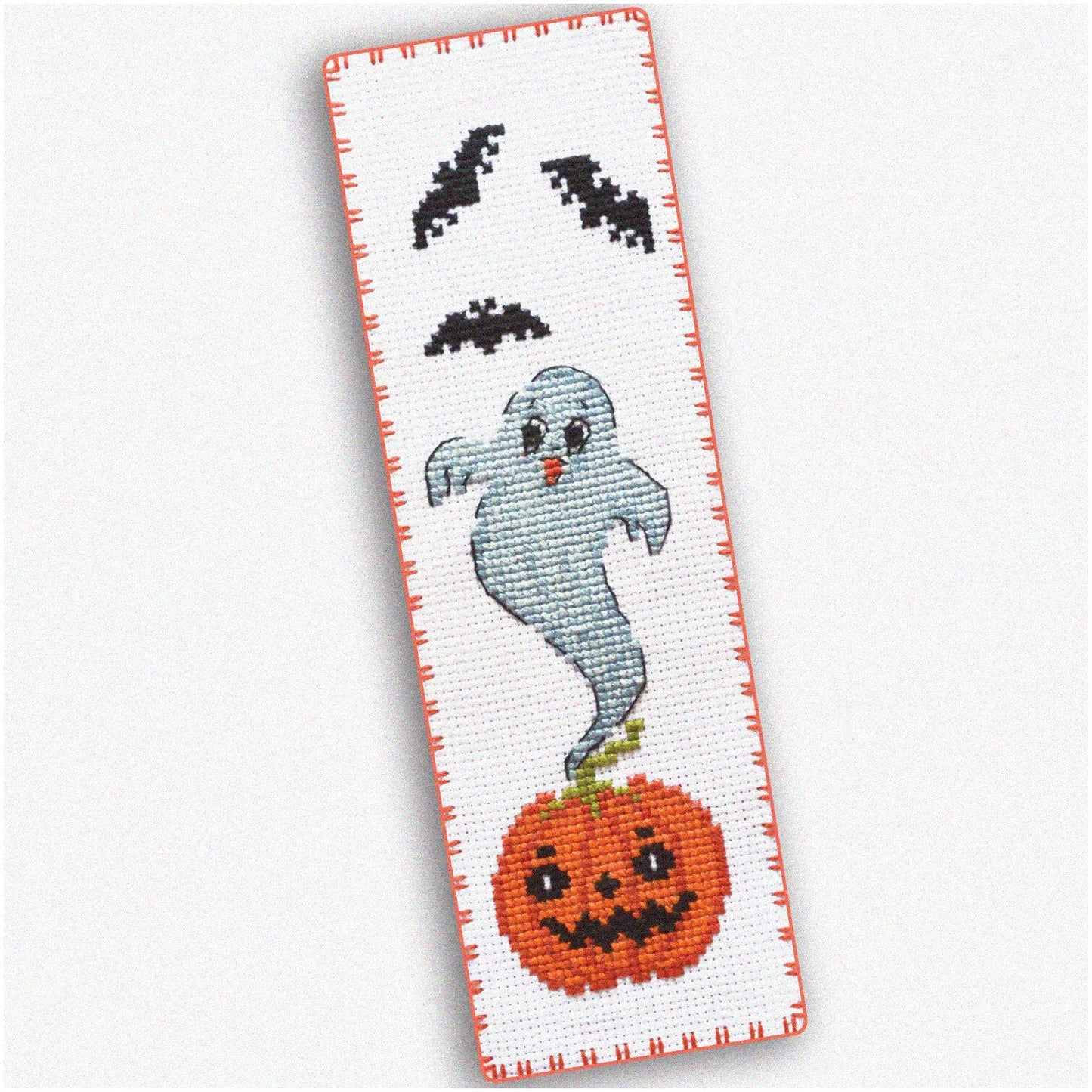 DIY Pumpkin Ghost Cross Stitch Bookmark Kit for Adults