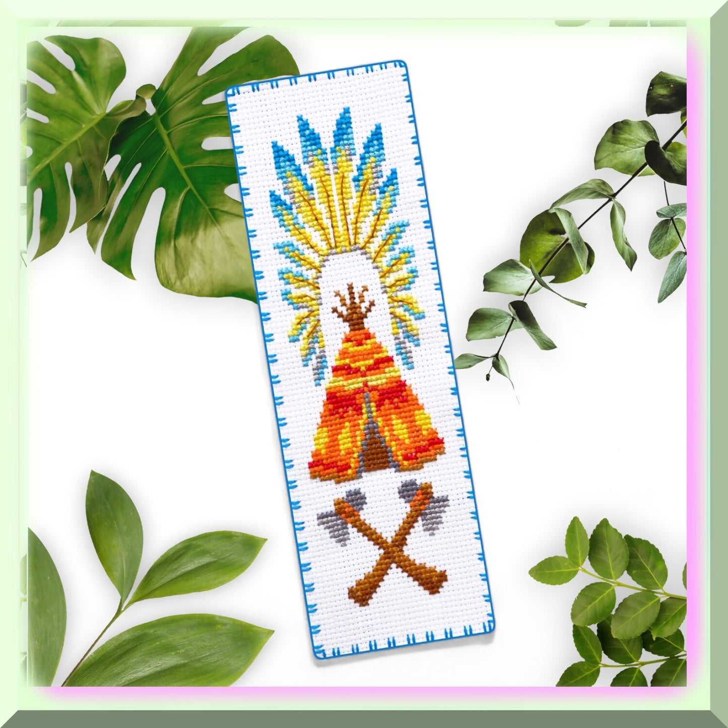 DIY Embroidery Bookmark Kit with Pattern and Floss