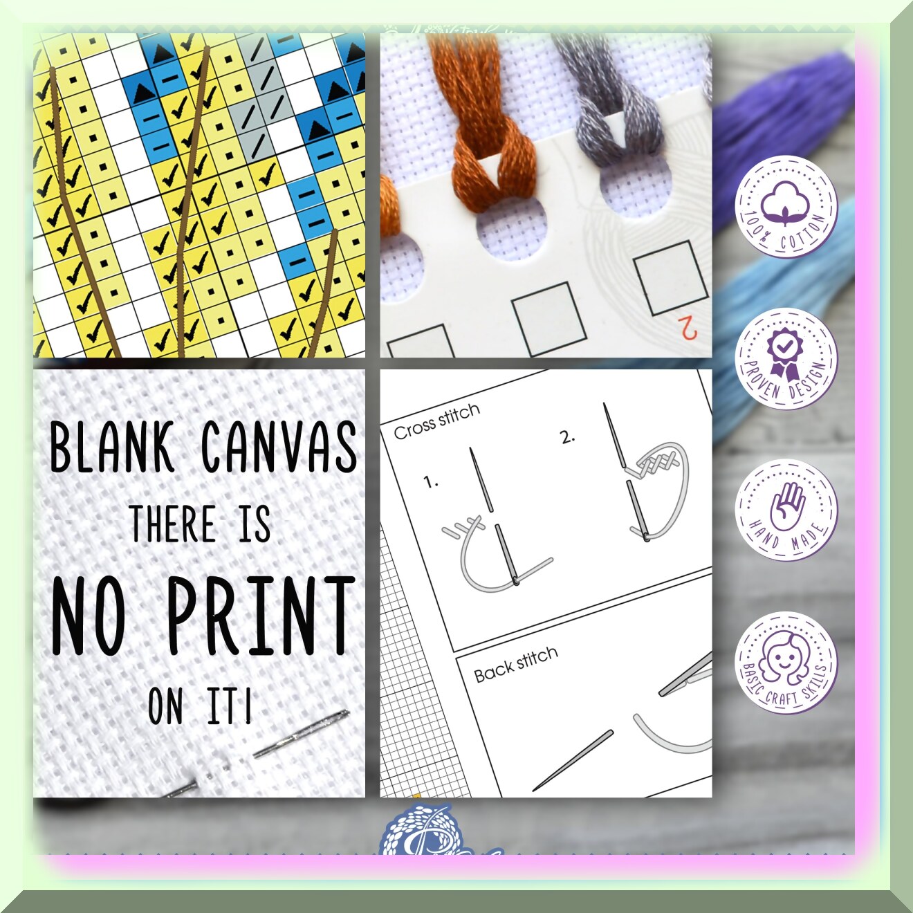 DIY Embroidery Bookmark Kit with Pattern and Floss