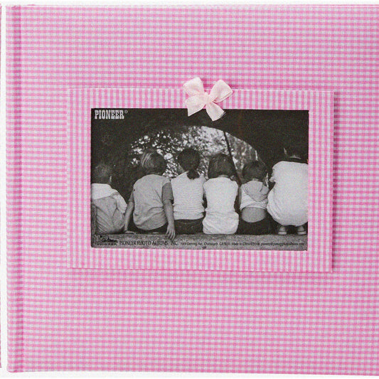 Pink Gingham Fabric Photo Album 4x6 200-Pocket
