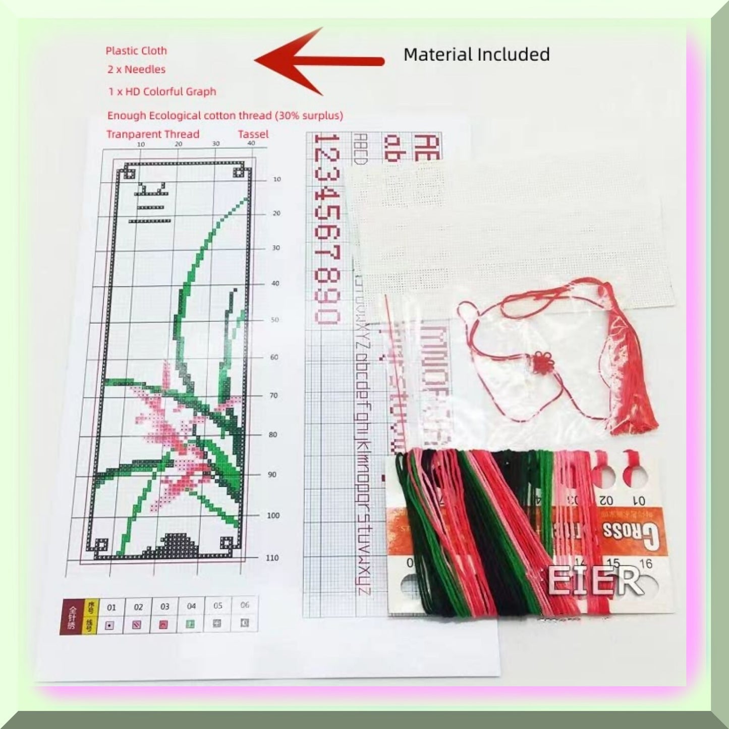 Cross Stitch Bookmark Kit with Vibrant Colors and Durable Thread
