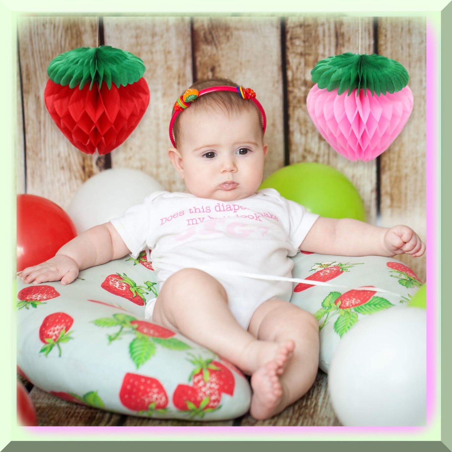 10 Pack Strawberry Honeycomb Balls 6 Inch Red Pink Green