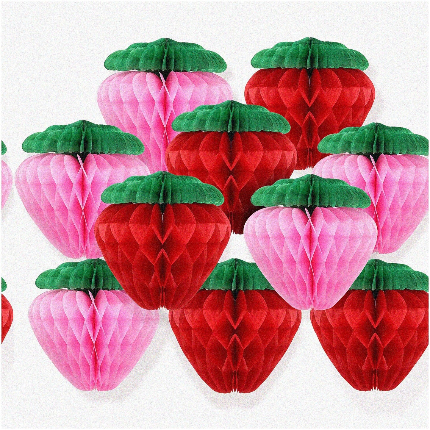 10 Pack Strawberry Honeycomb Balls 6 Inch Red Pink Green