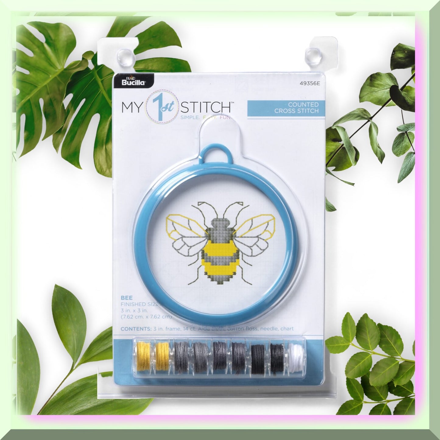 Mini Cross Stitch Kit for Beginners with Bee Design