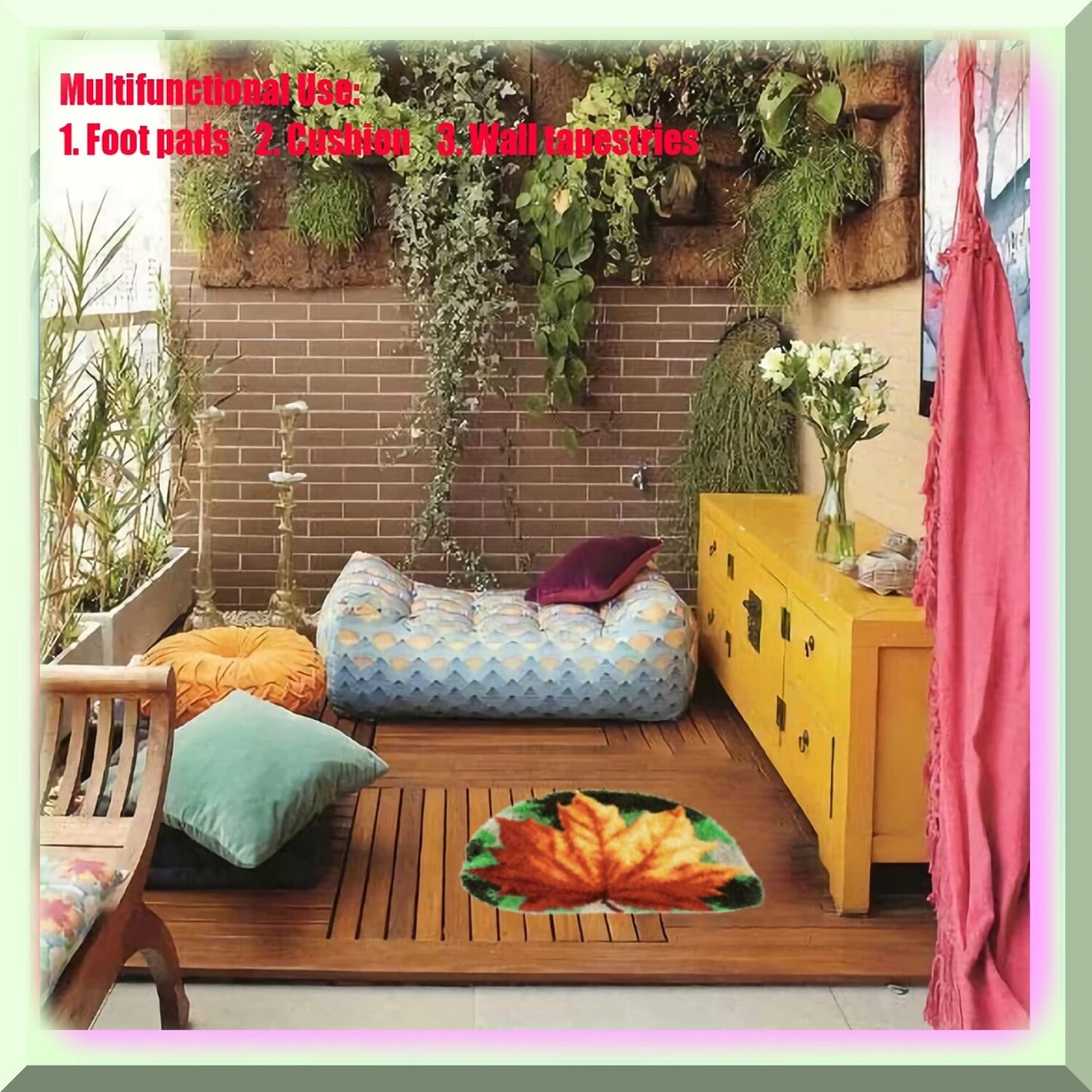 Colorful DIY Latch Hook Rug Kit with Pattern and Yarn