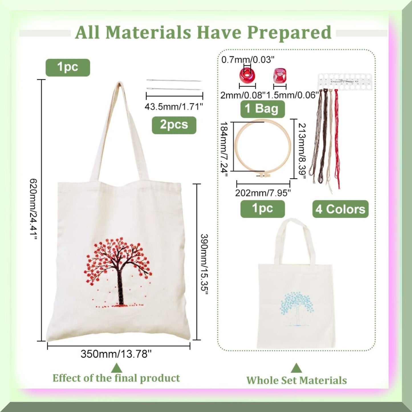 DIY Embroidery Canvas Bag Kit for Personalization