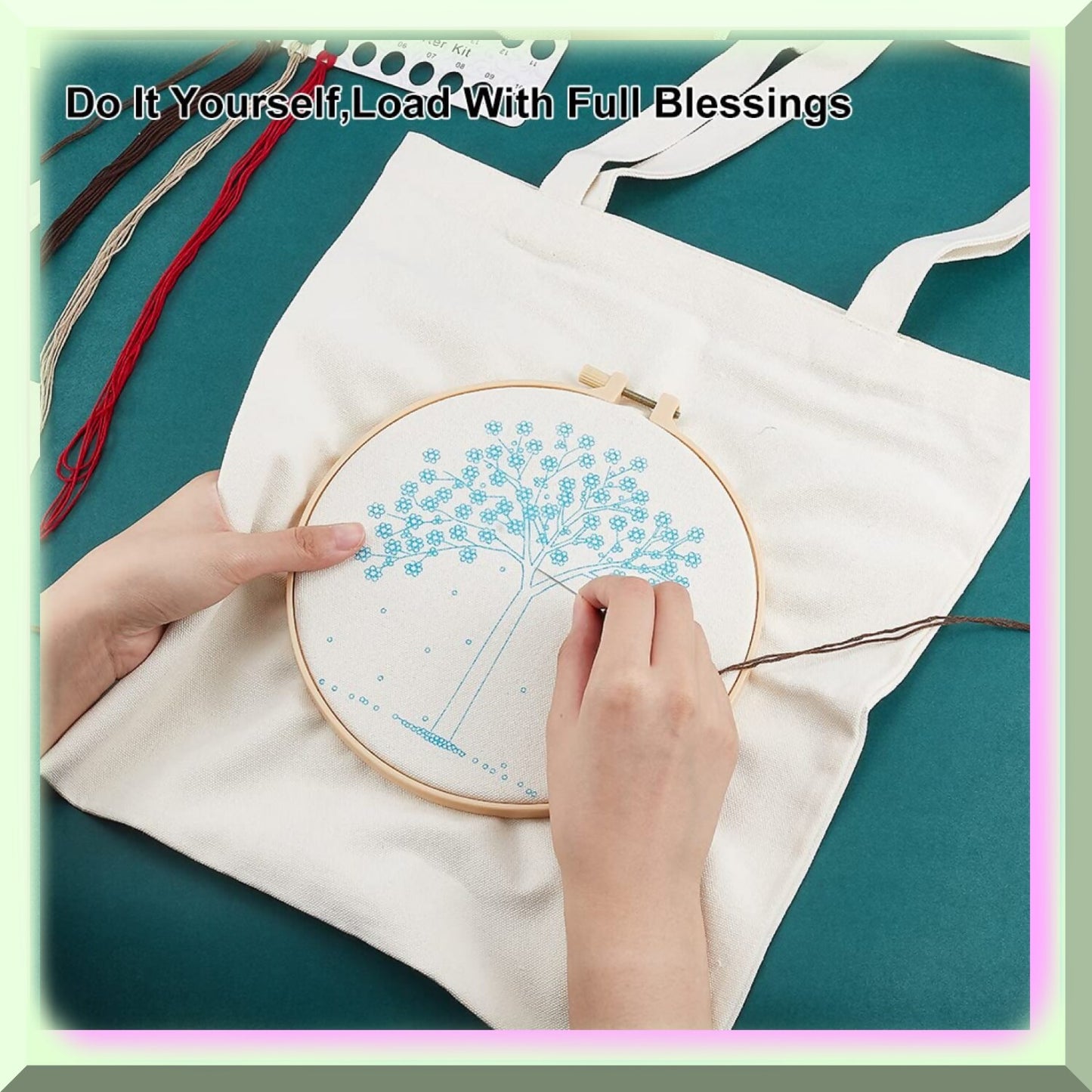 DIY Embroidery Canvas Bag Kit for Personalization
