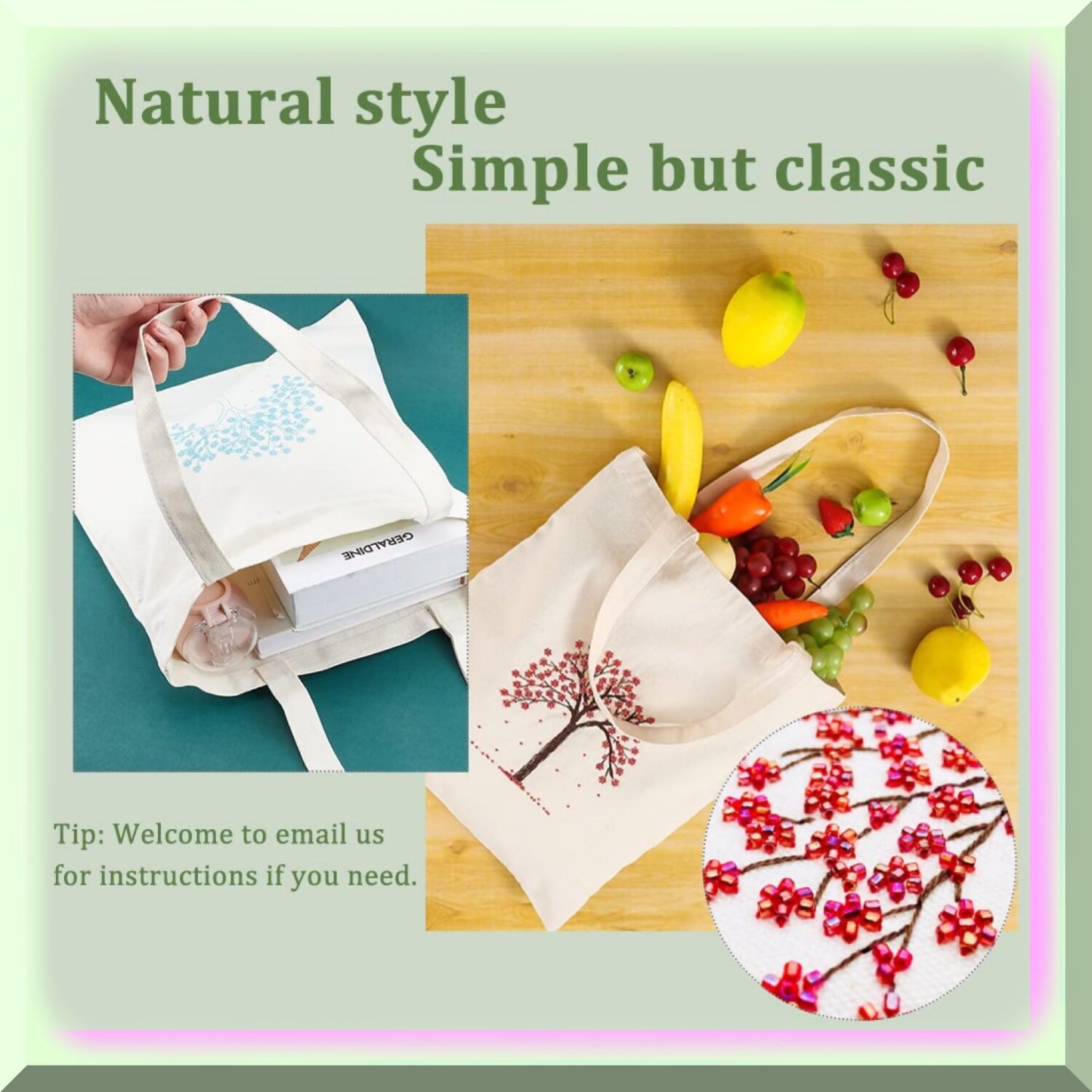 DIY Embroidery Canvas Bag Kit for Personalization