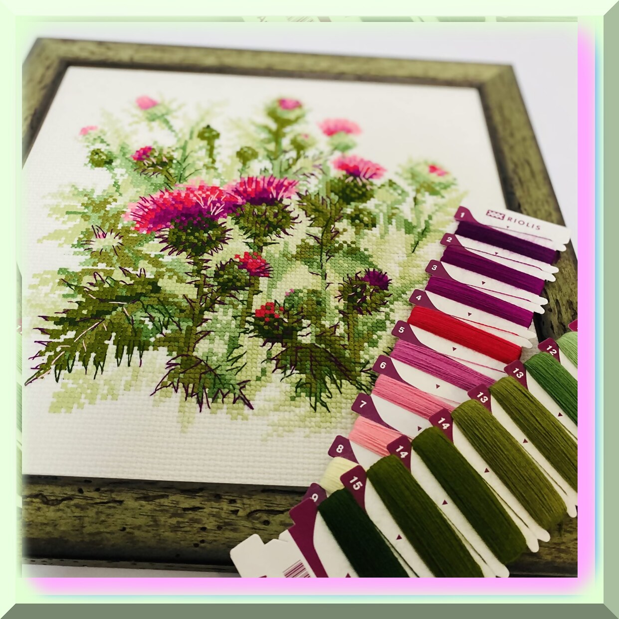 Vibrant Multicolor Cross Stitch Kit with Aida Fabric