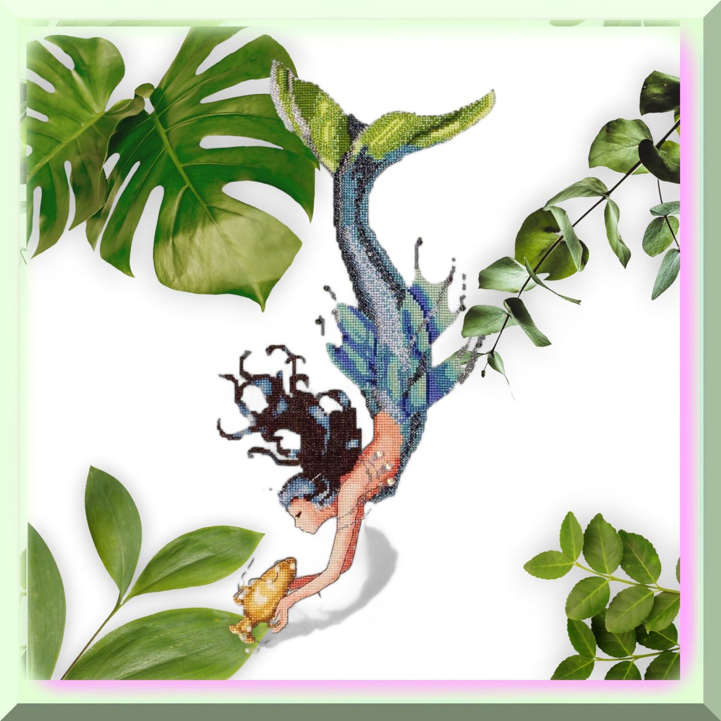 Mediterranean Mermaid Cross Stitch Pattern for Ocean Lovers