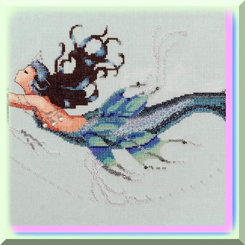 Mediterranean Mermaid Cross Stitch Pattern for Ocean Lovers