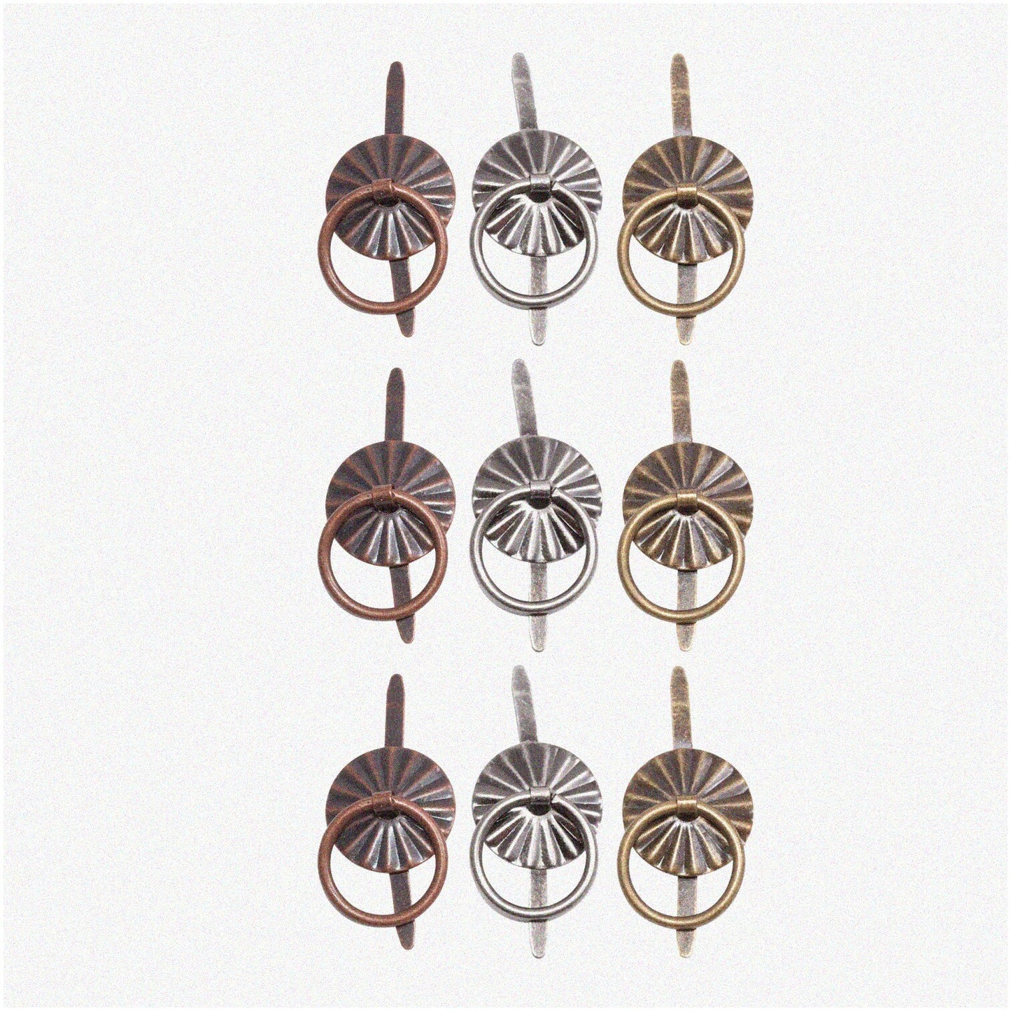 Decorative Brad Fasteners with Jump Rings, 3/8 Inch, Assorted Finishes