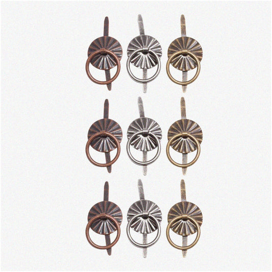 Decorative Brad Fasteners with Jump Rings, 3/8 Inch, Assorted Finishes