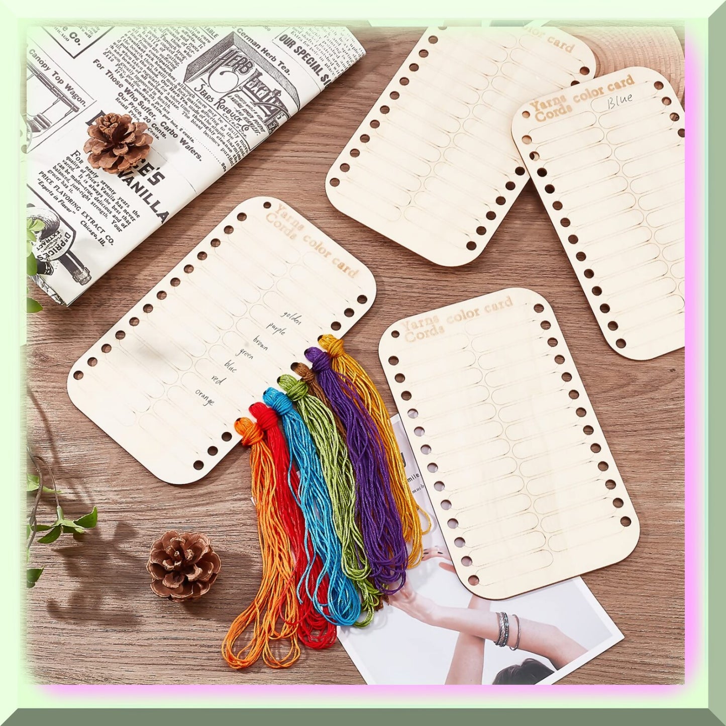Wooden Embroidery Floss Organizer with 26 Slots