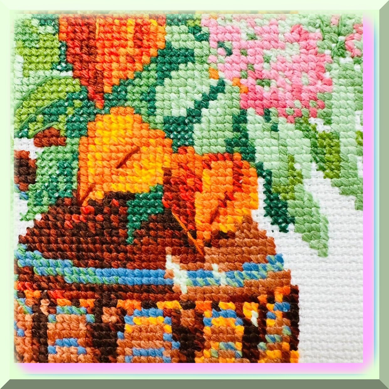 Cross Stitch Kit with Physalis Bouquet and 14ct Aida Fabric
