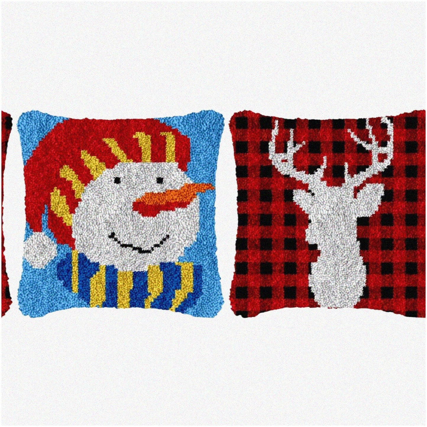 Festive Snowy Holiday Latch Hook Pillow Kit