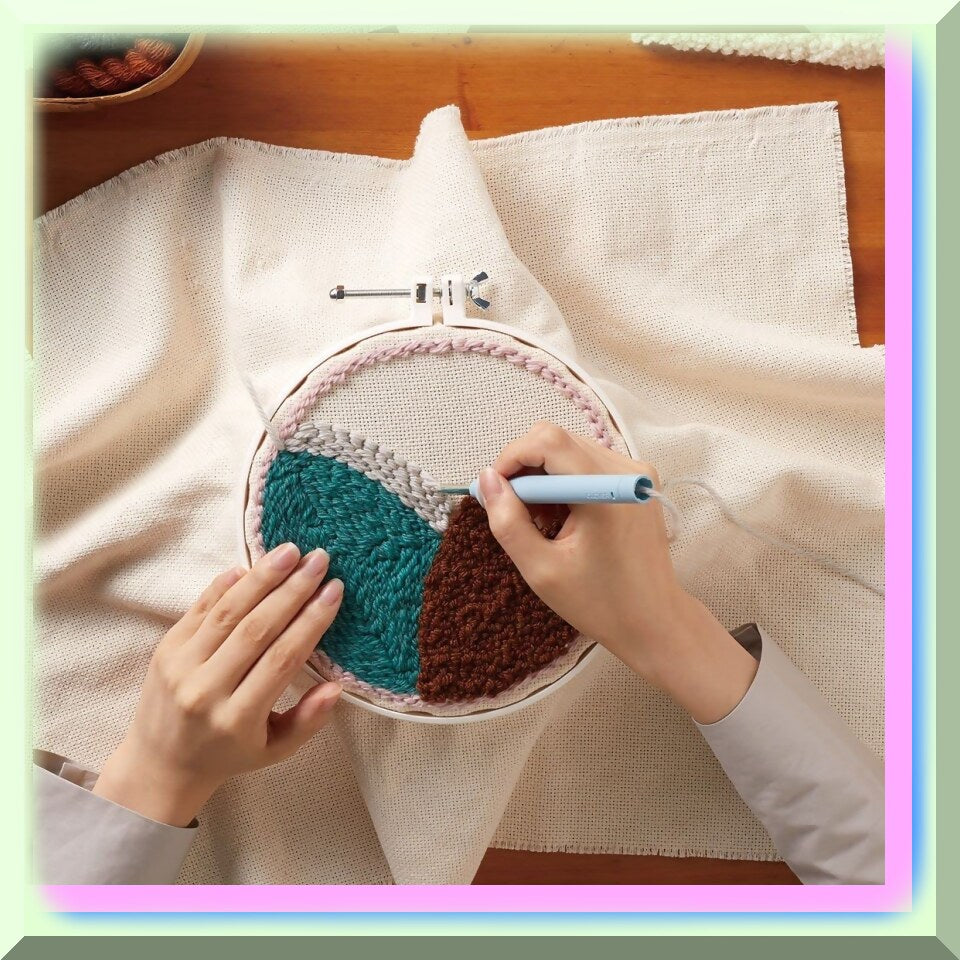 Whispering Clouds Punch Needle Hoop for Delicate White Notion
