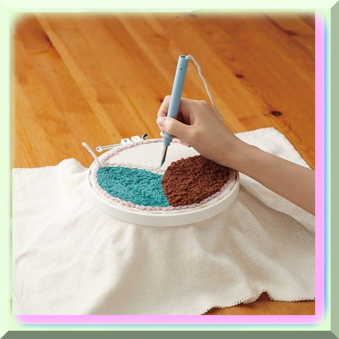Blue Punch Needle Kit for Creative Stitching