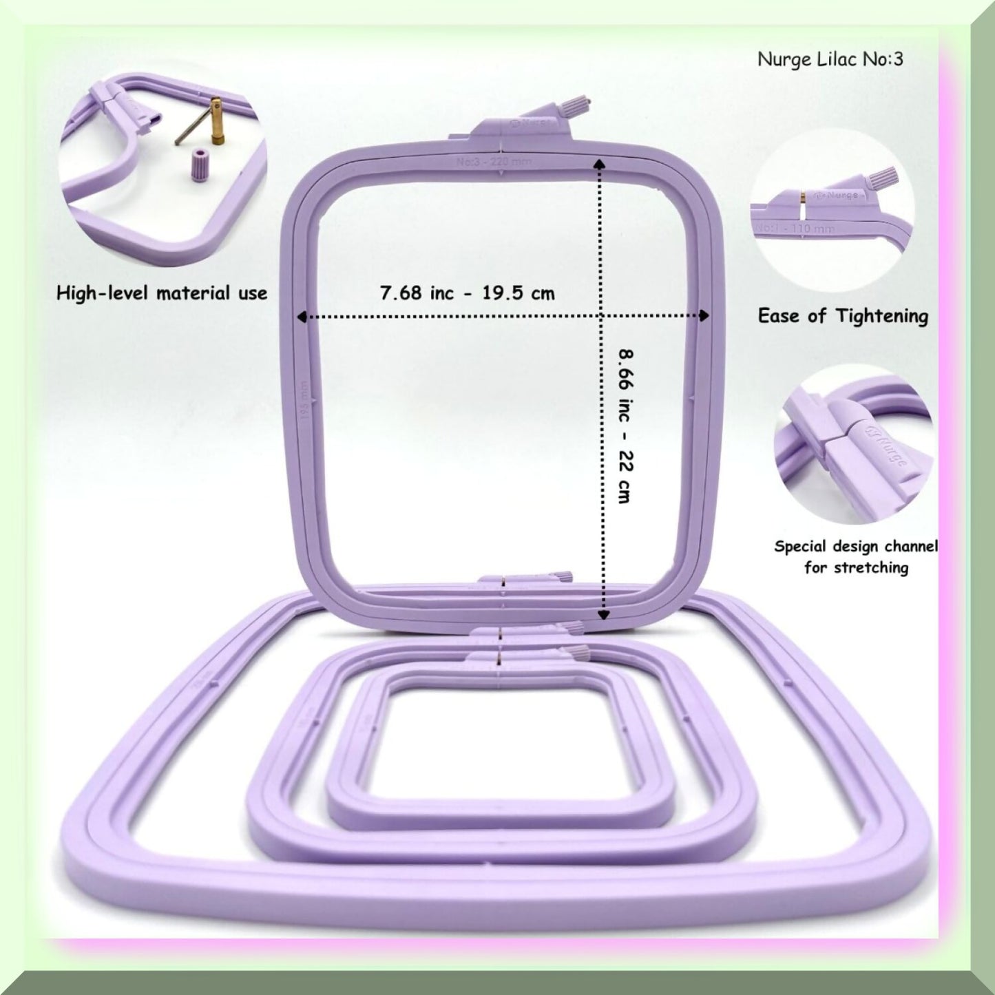 Plastic Square Embroidery Hoop for Cross Stitch and Needlework