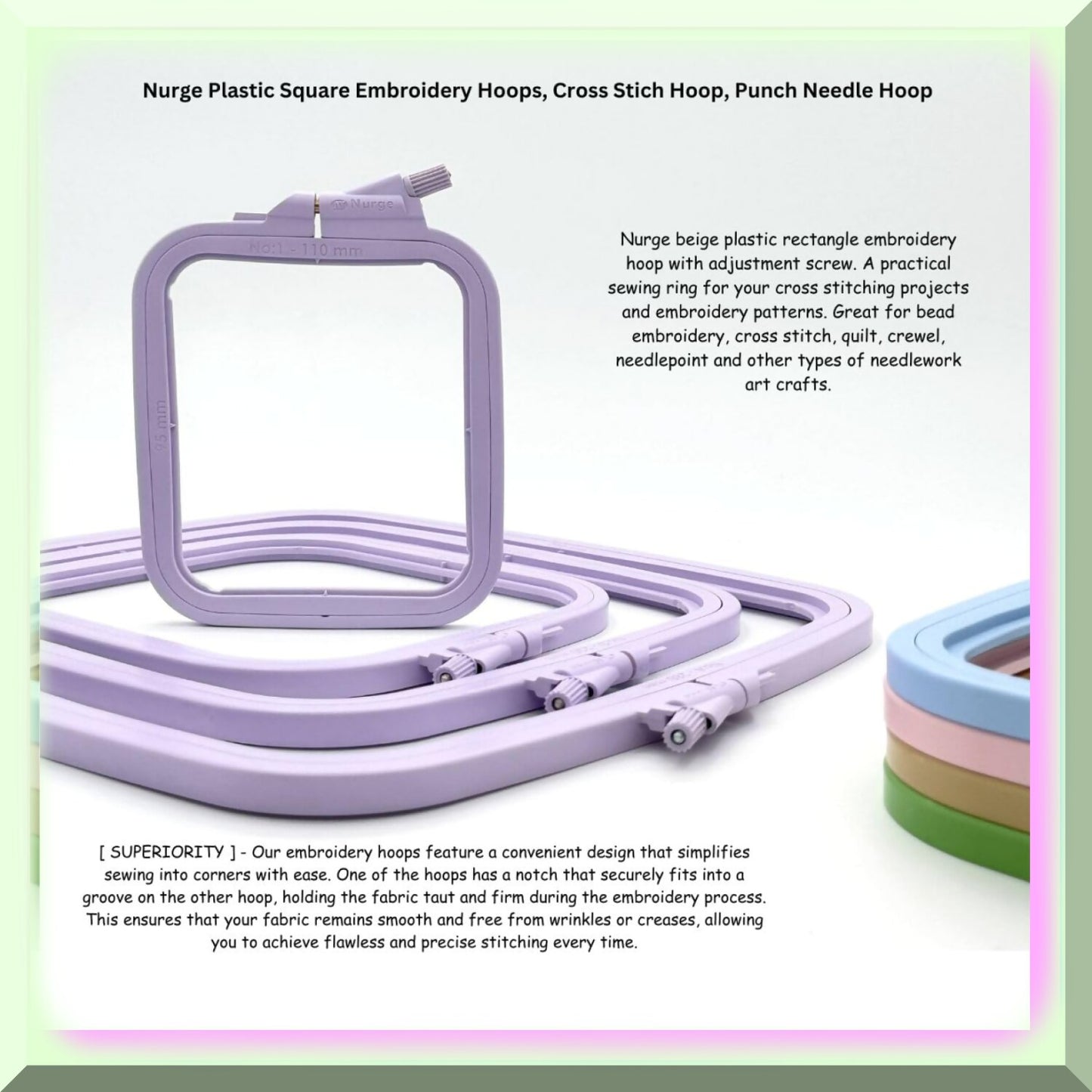 Plastic Square Embroidery Hoop for Cross Stitch and Needlework