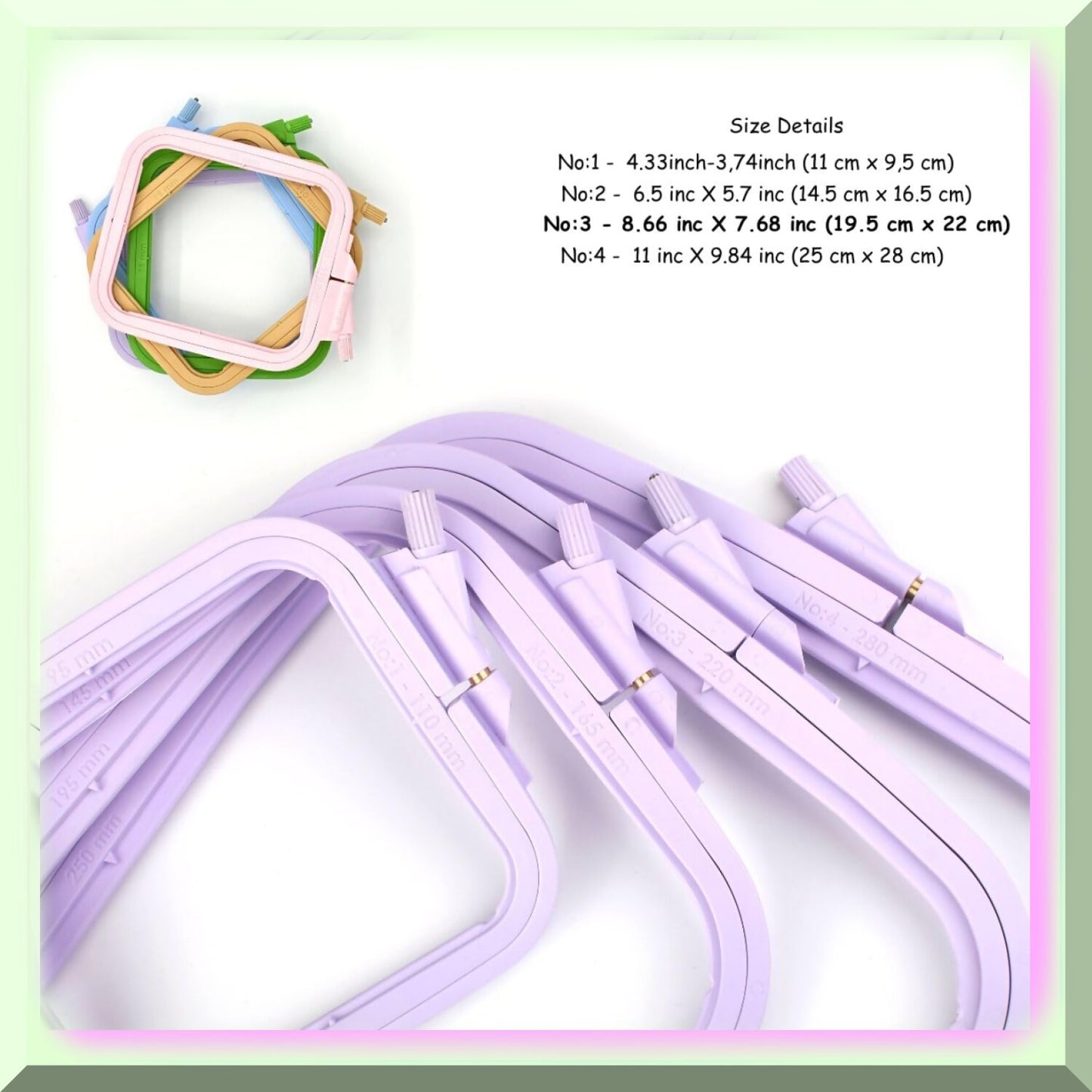 Plastic Square Embroidery Hoop for Cross Stitch and Needlework