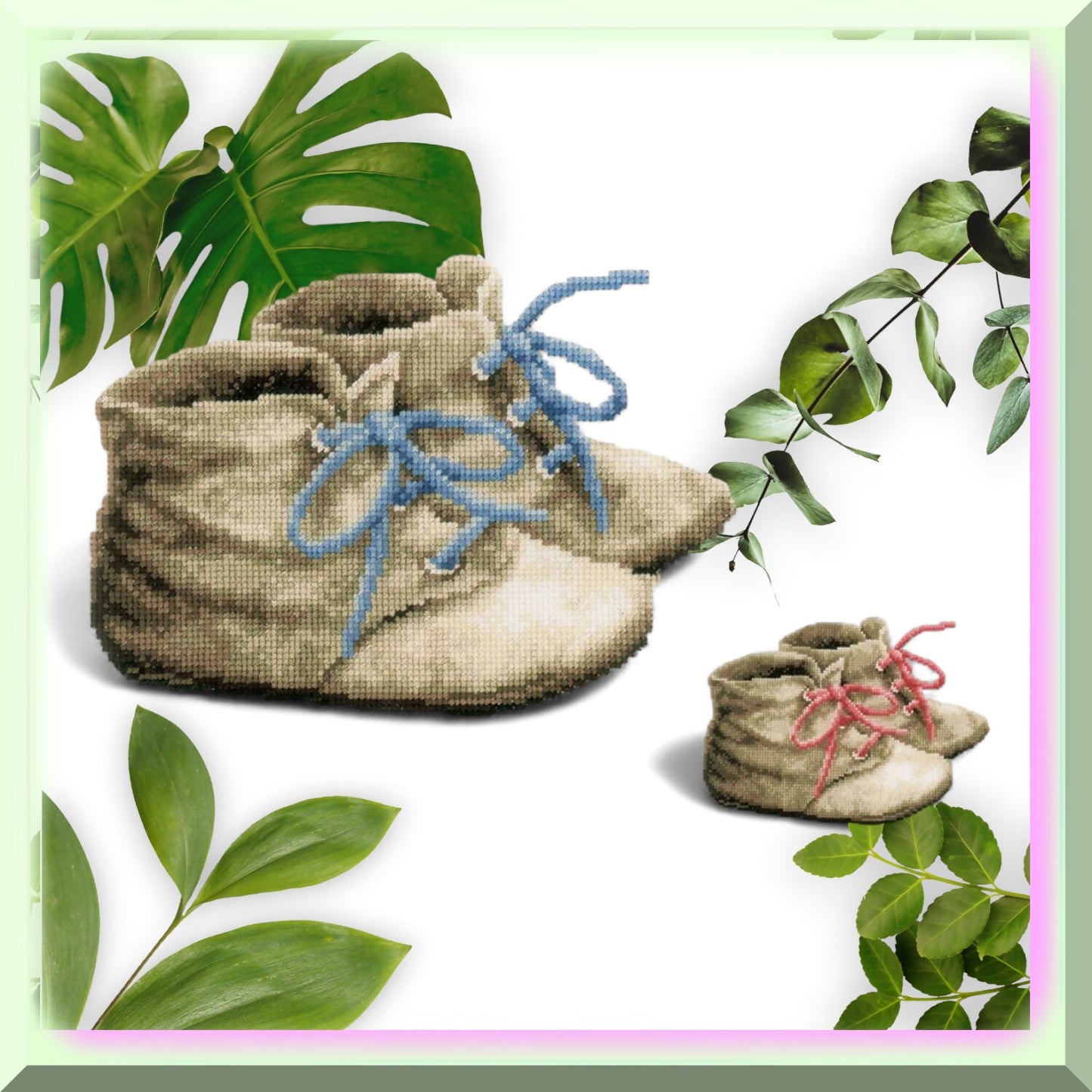 Baby Shoes Cross Stitch Kit for Nursery Decor or Gifts