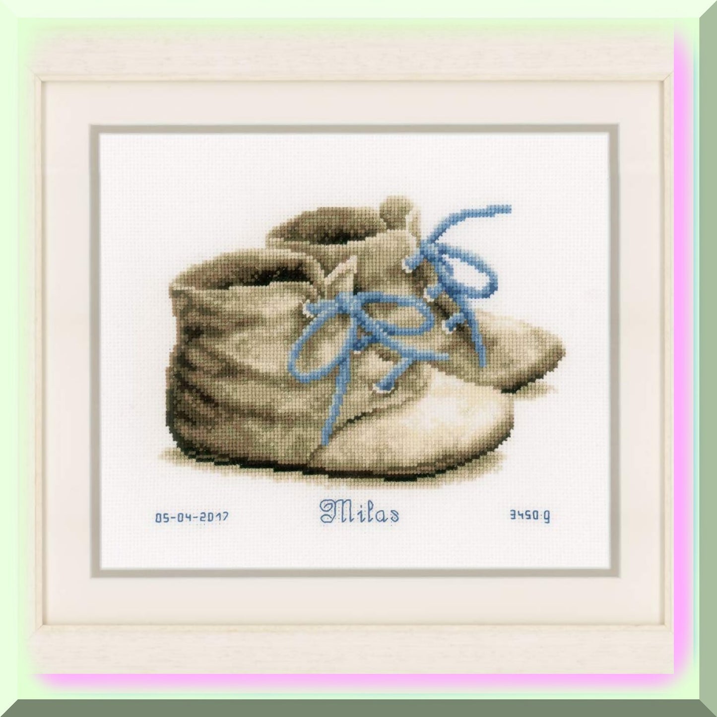 Baby Shoes Cross Stitch Kit for Nursery Decor or Gifts