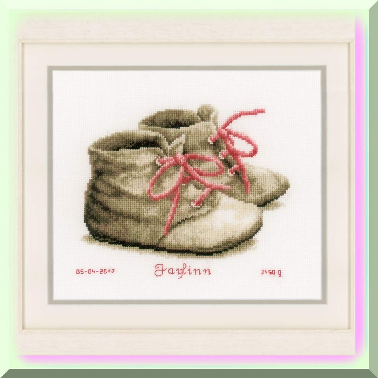 Baby Shoes Cross Stitch Kit for Nursery Decor or Gifts