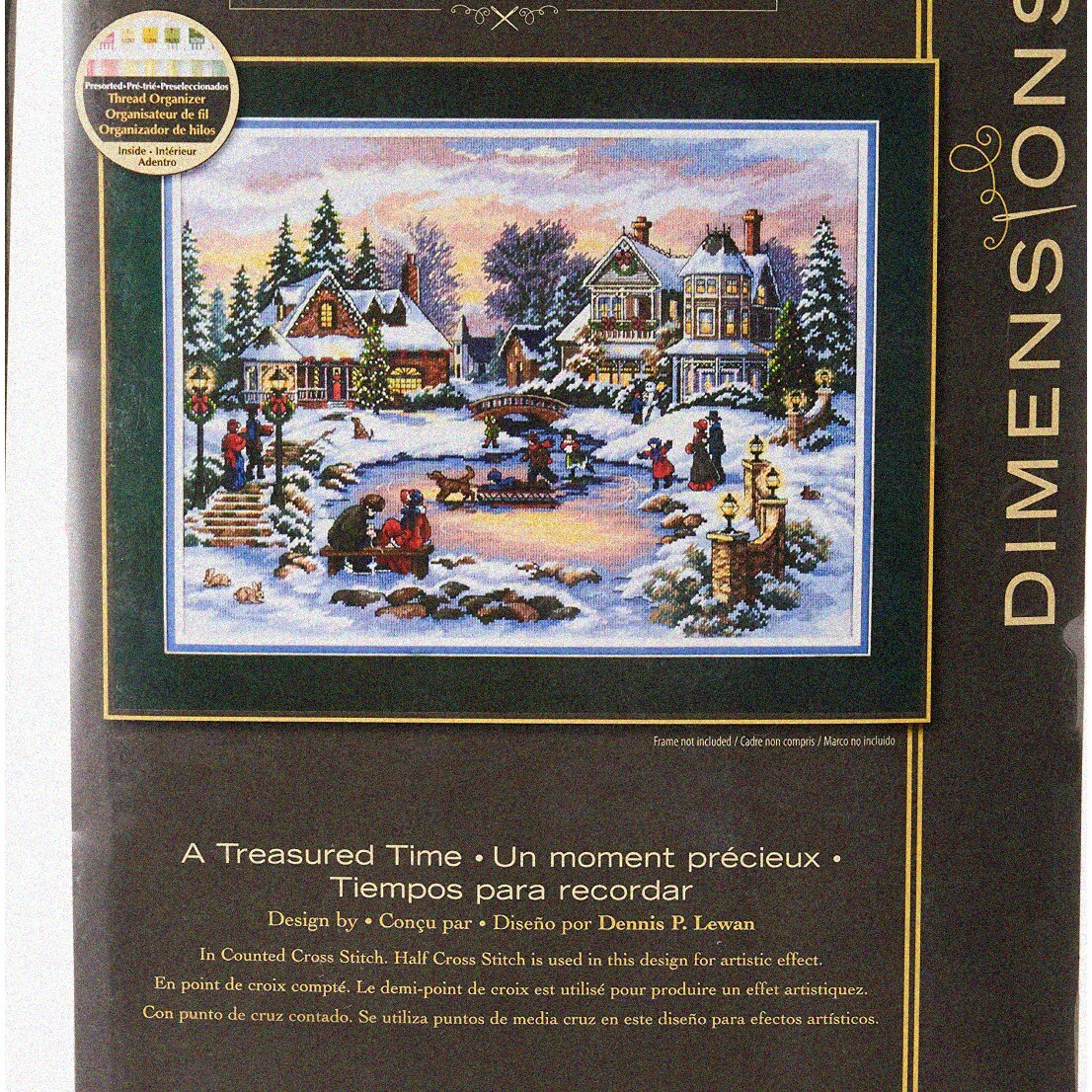 Cross Stitch Kit with Dove Grey Aida and Winter Village Design