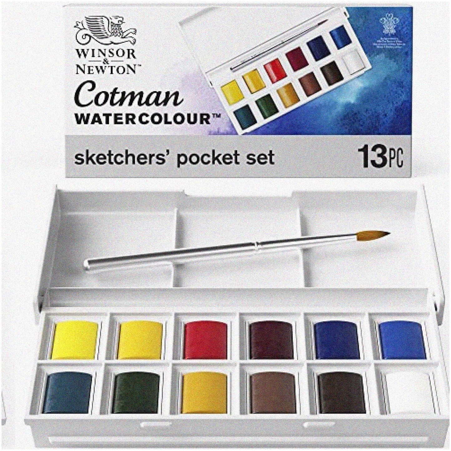 Pocket Watercolor Set 12 Half Pans with Brush