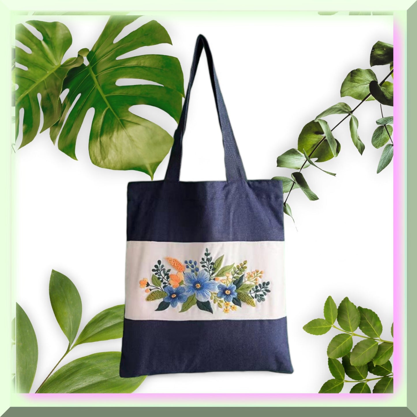 Embroidery Tote Kit with Cross Stitch Patterns and Threads