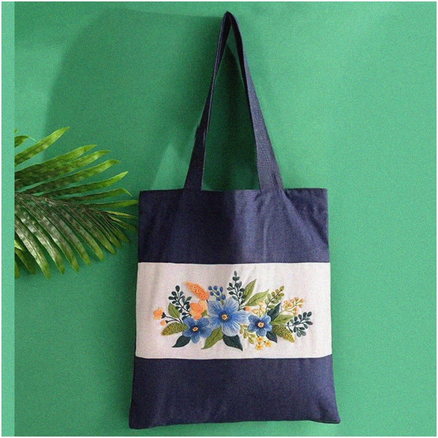 Embroidery Tote Kit with Cross Stitch Patterns and Threads