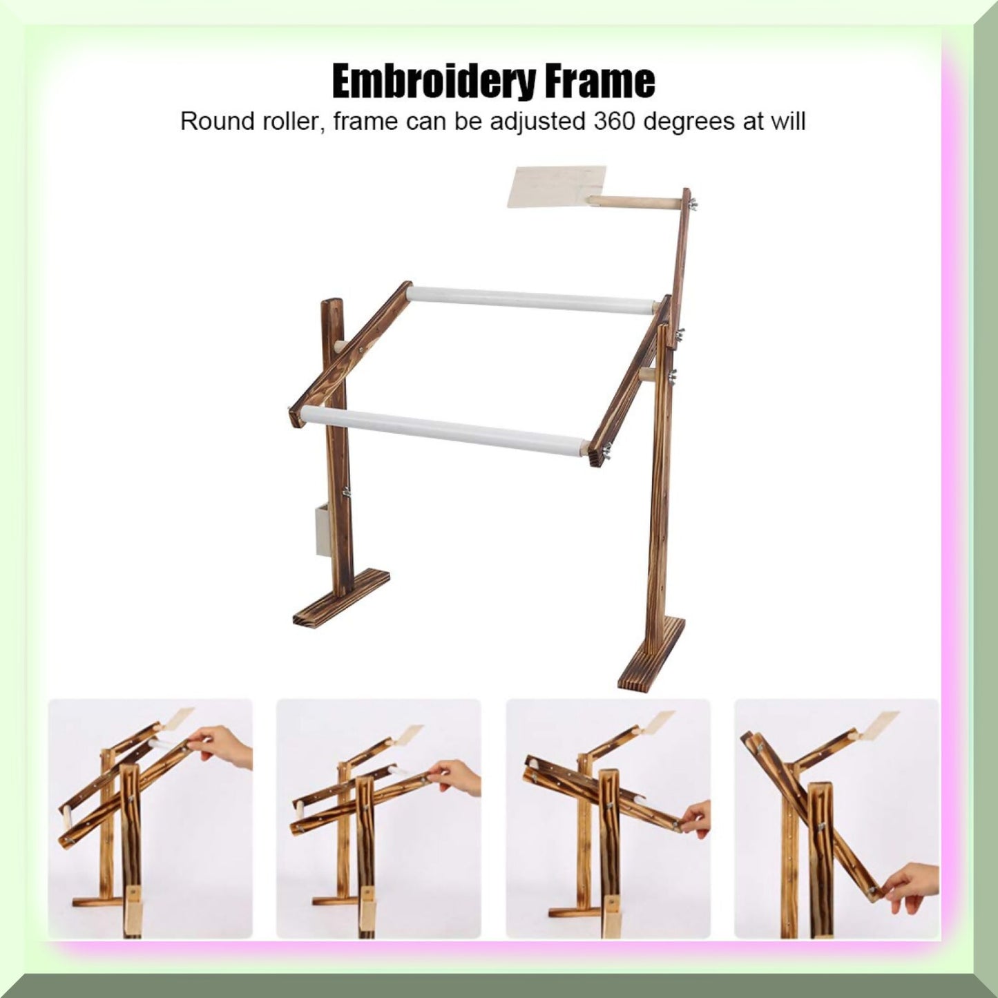 Vintage Embroidery Stand with Adjustable Height and Solid Pine Frame